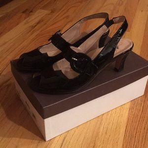 Anyi Lu black patent sandals